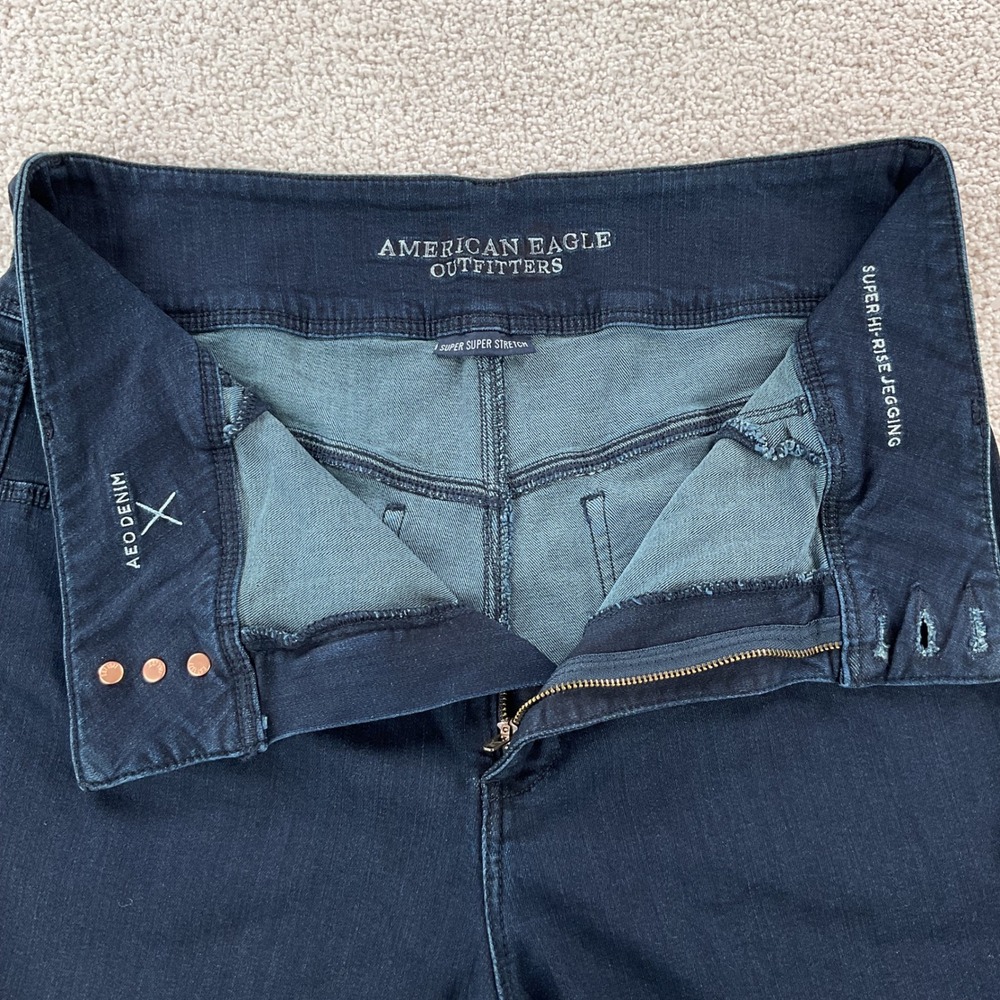 American Eagle Super Hi-Rise Jegging Dark Indigo Super Super Stretch Jeans 18S - Picture 5 of 13